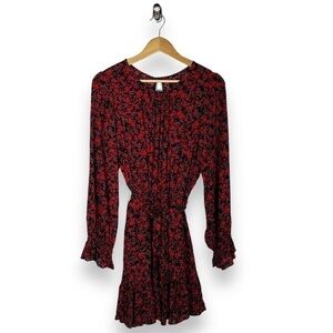 4 for $20 SALE! B Smart Microfloral Pleated Mini Dress, Black Floral, Size 11